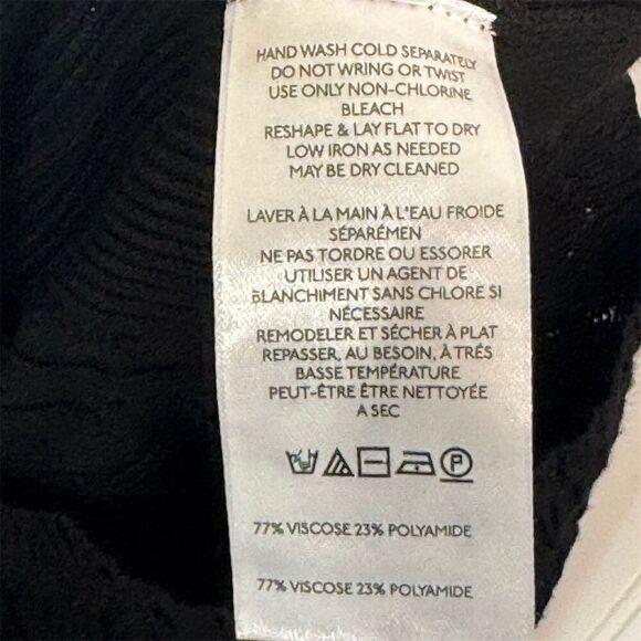 Free People Black Cable Knit Turtleneck Sweater S Button Cuff Slim Fit NWOT - Picture 10 of 10